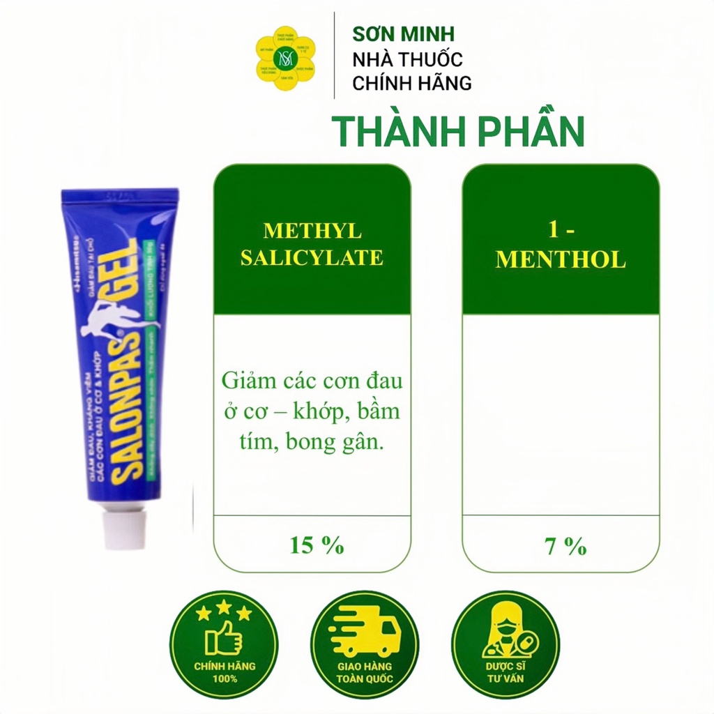 Gel bôi hỗ trợ giảm đau cơ khớp Salonpas gel tuýp 30g