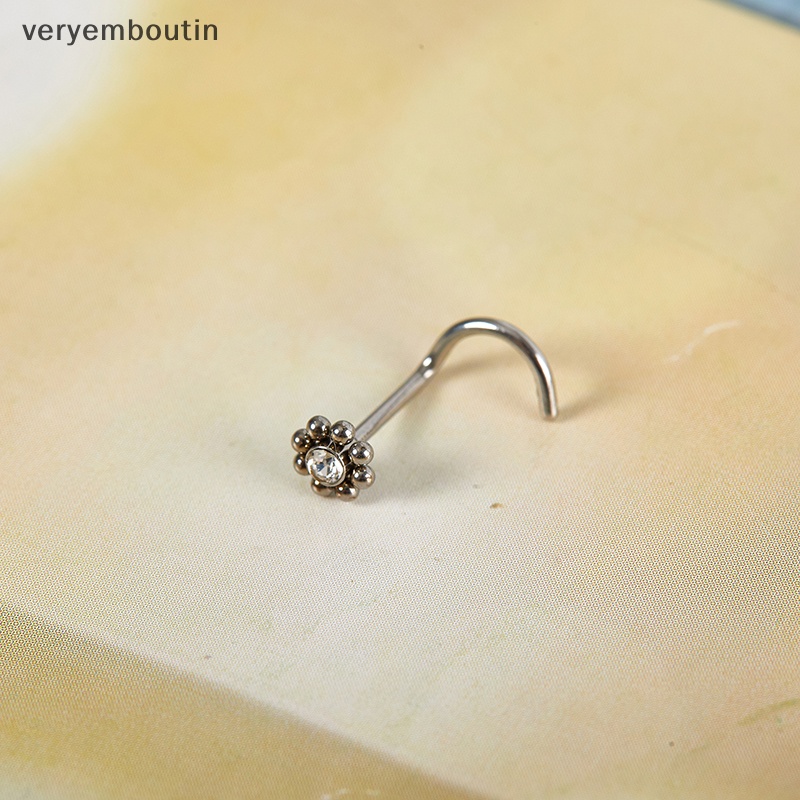 Khuyên Mũi Inox Trong Suốt Hình Bông Hoa Dễ Thương Cho Nữ