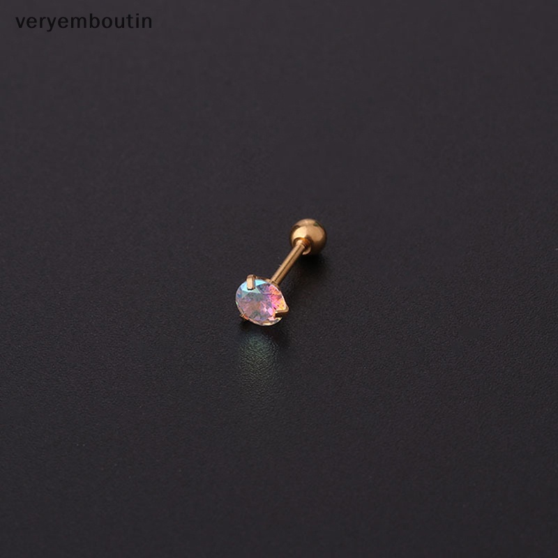 1 Khuyên Tai Dạng Xoắn Ốc Đính Đá Zircon Nhiều Màu