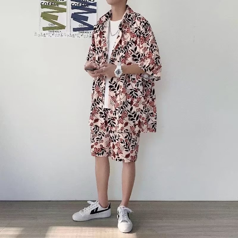 Áo Sơ Mi Ngắn Tay Dáng Rộng In Hoa Phong Cách Retro Nhật Bản Dành Cho Nữ Và Nam