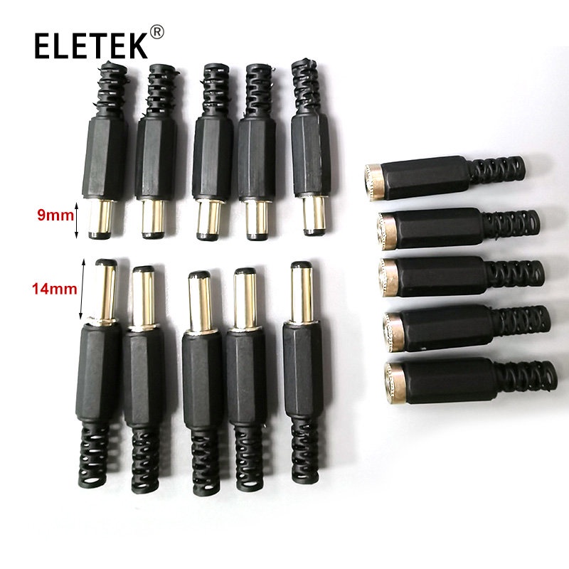 Set 10 Đầu Nối Phích Cắm Nguồn DC Female 5.5mm X 2.1mm Male Female Cho Các Thiết Bị Dự Án DIY