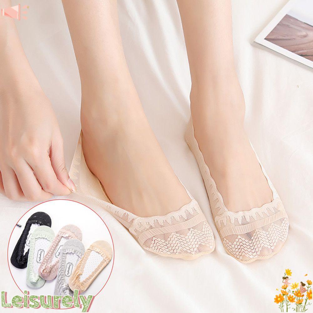 Vớ Thuyền Vải Cotton Phối Ren Thoáng Khí Chống Trượt Thời Trang Mùa Hè Cho Nữ