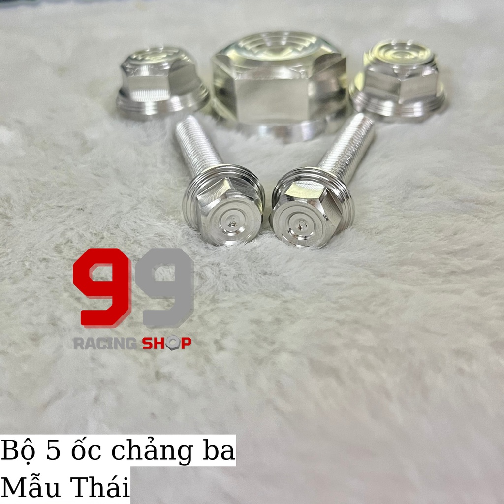 Bộ 5 con ốc chảng ba dàn đầu inox304 mẫu Thái và M3 dành cho Raider Satria Sonic