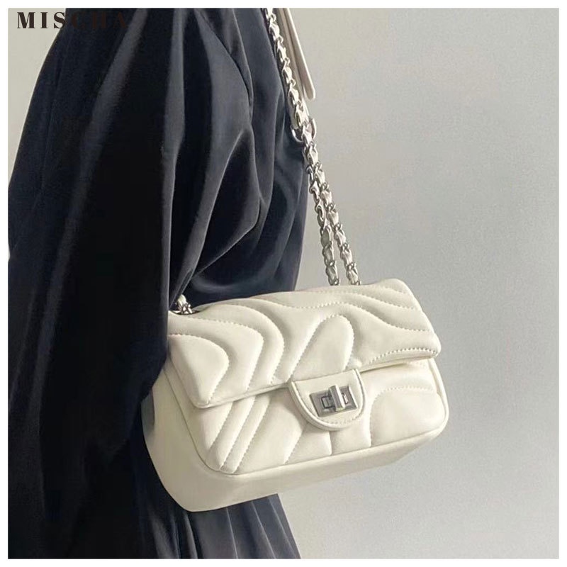 MISCHA Túi Xách Đeo Vai Có Khóa Họa Tiết Thêu Cao Cấp Thời Trang Dành Cho Nữ