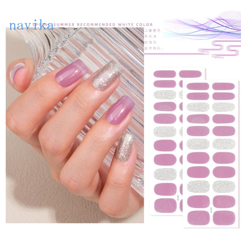 Set 22 Miếng Dán Gel UV Trang Trí Móng Tay Nghệ Thuật Thời Trang Dành Cho Nữ