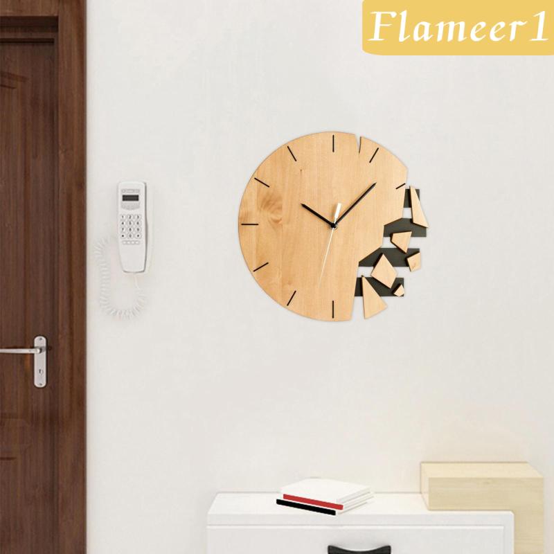 [Flameameer1] Đồng Hồ Gỗ Treo Tường Hình Tròn Hiện Đại Trừu Tượng Nghệ Thuật