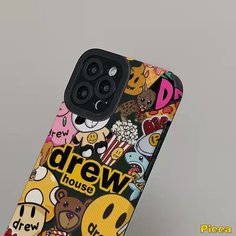 Ốp Điện Thoại Da Silicon In Hình Gấu Hoạt Hình Graffiti Cho iPhone 11 13 14 12 Pro Max 7 8 Plus XR X XS Max