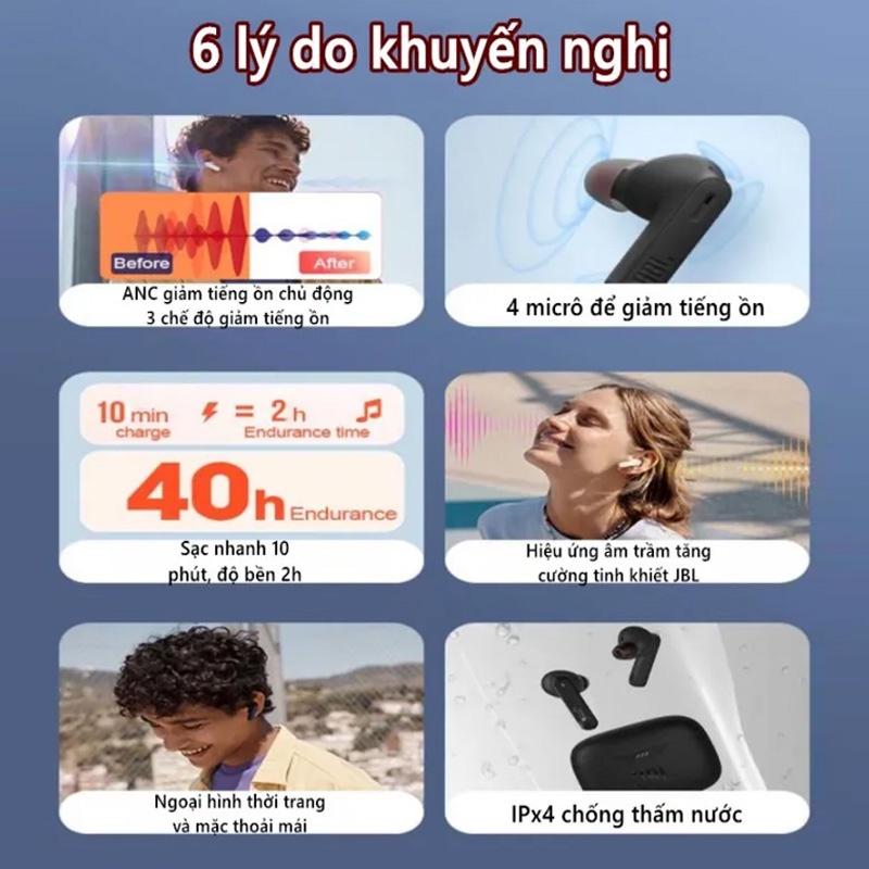 Tai nghe True Wireless JBL Tune 230NC TWS - Tai nghe Bluetooth không dây Chính Hãng Khử Tiếng Ồn Có Mic