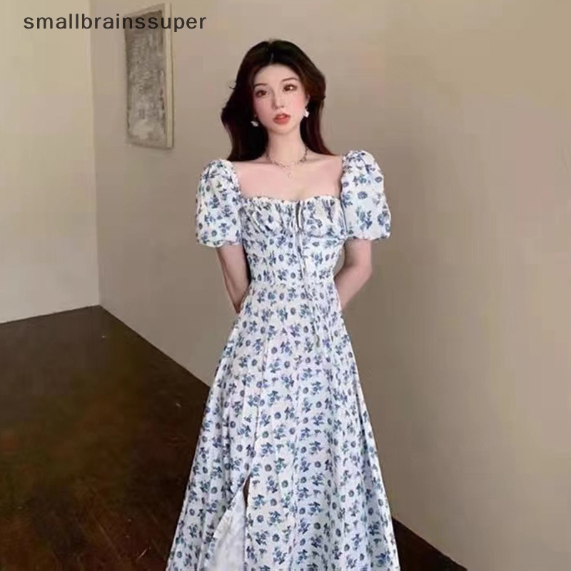 Đầm Dài Tay Phồng In Họa Tiết Hoa Phong Cách Boho Thời Trang Mùa Hè Cho Nữ