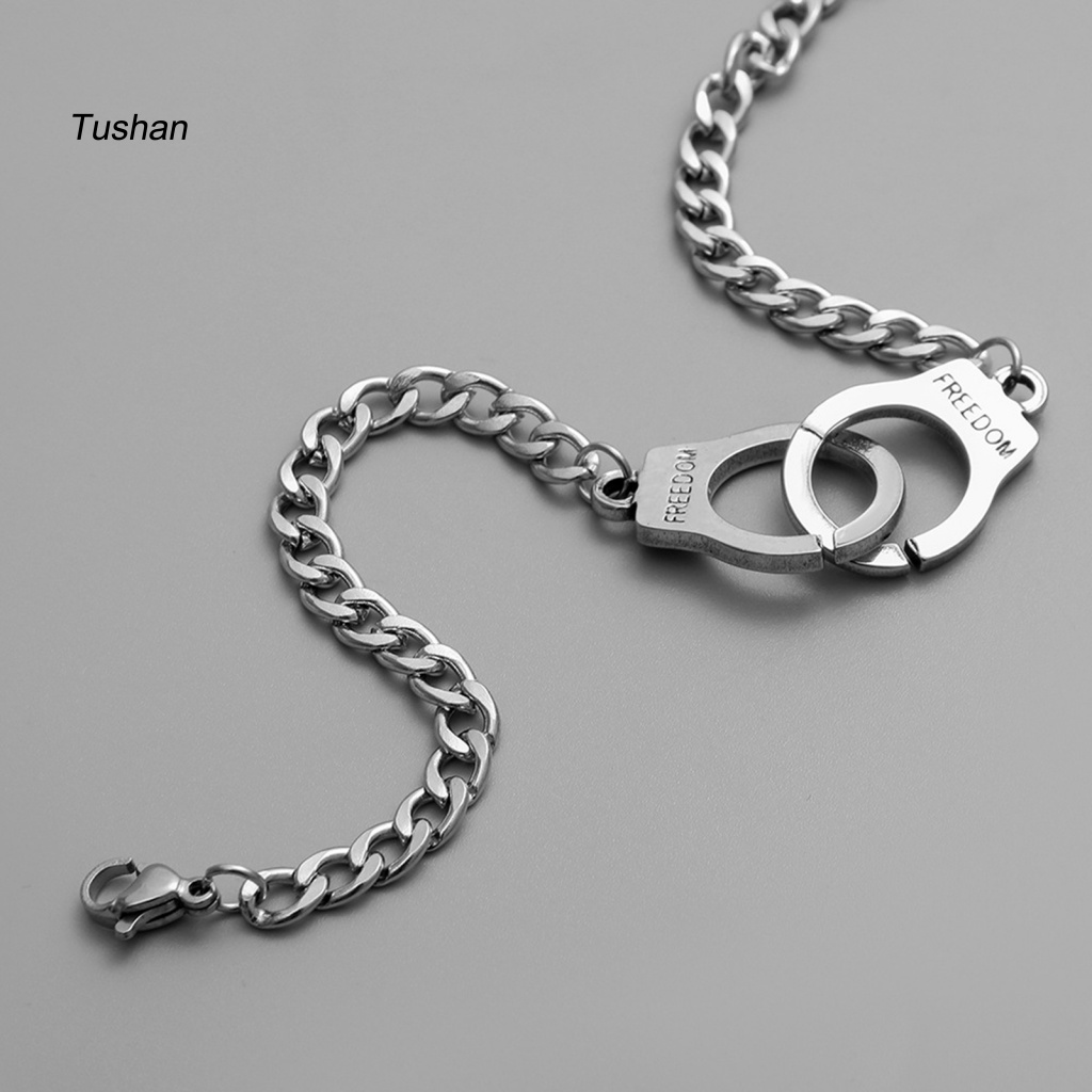 [Ts] Vòng Đeo Tay Chuỗi Xích Dày In Chữ Trang Sức Phong Cách Hip Hop Dự Tiệc Tối Dành Cho Cặp