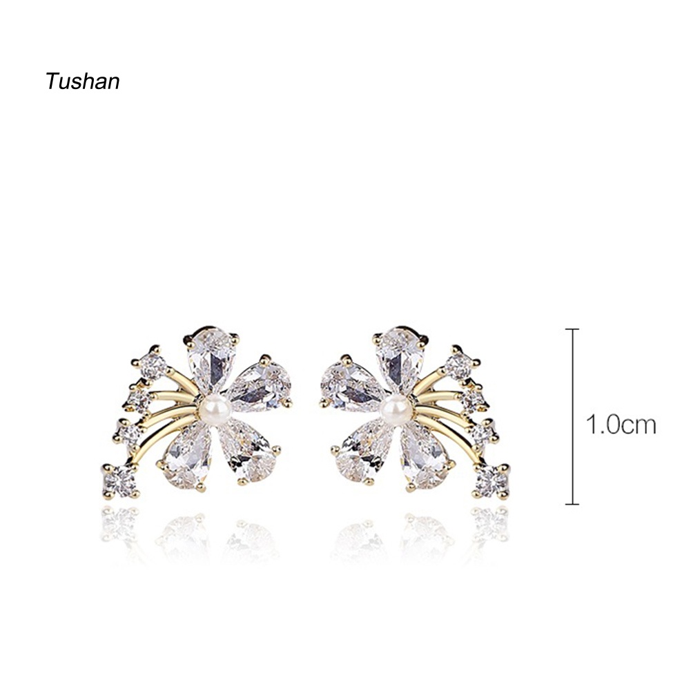 Khuyên Tai Nữ Hình Bông Hoa Đính Ngọc Thời Trang