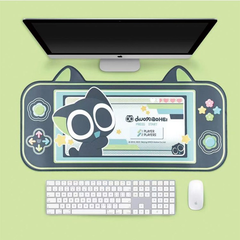 Tấm Lót Chuột Và Bàn Phím Máy Tính Dày Dặn Mềm Mại Chống Trượt Hình Tai Mèo Dễ Thương Kích Thước 600 * 300MM / 800 * 400MM