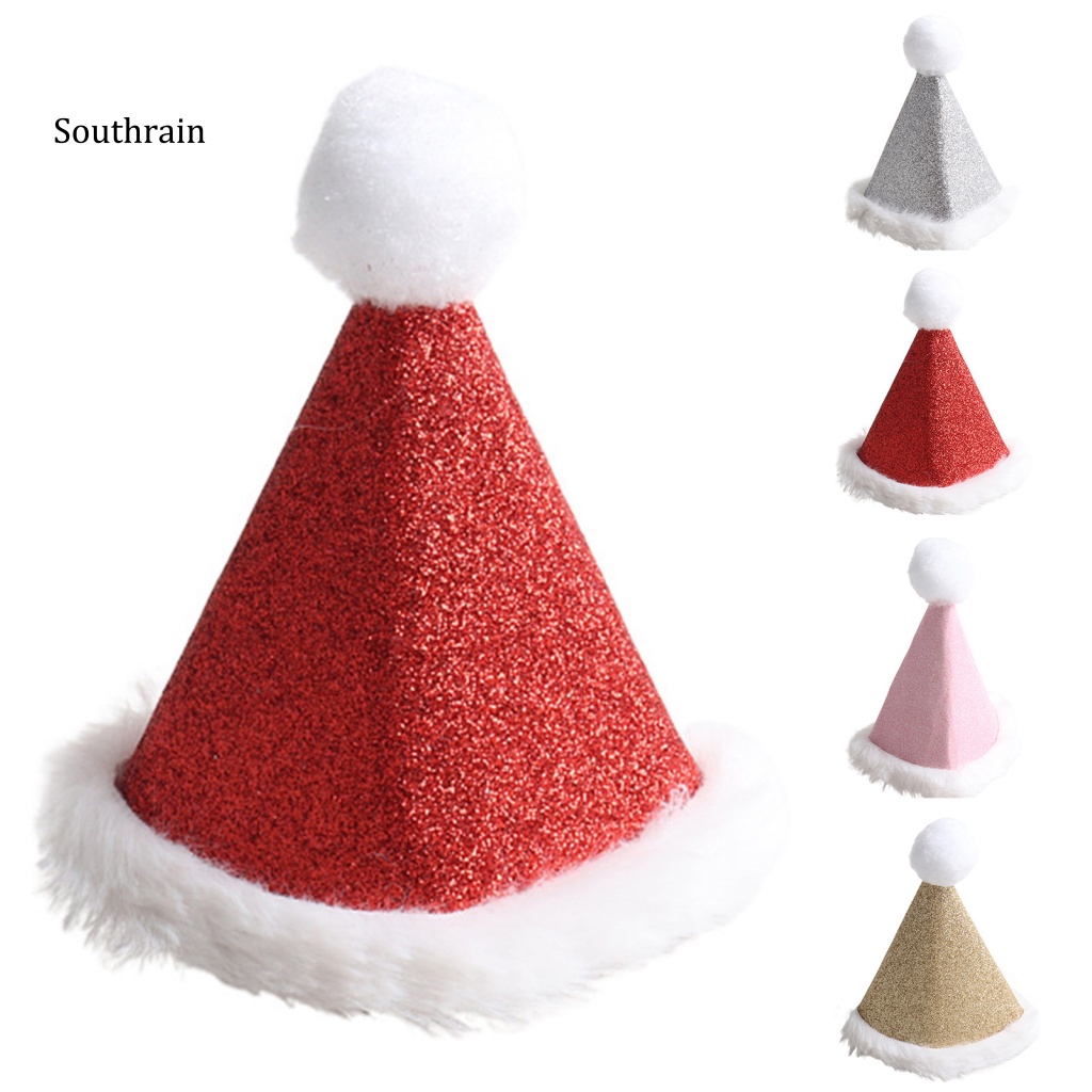 Mũ Đội Có Dây Rút Bề Mặt Bóng Lấp Lánh Trang Phục Cho Thú Cưng Chó Mèo Giáng Sinh
