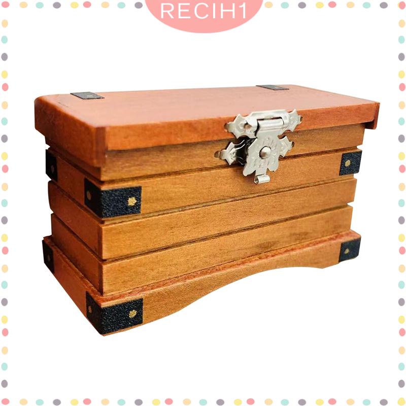 [Recih] Mô Hình Hộp Kho Báu Mini Bằng Gỗ Cổ Điển 1: 12 Trang Trí Nhà Búp Bê