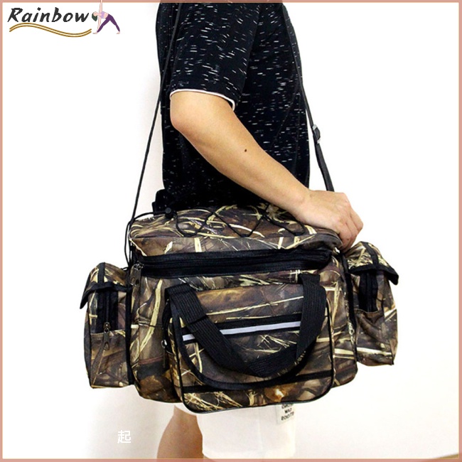 Túi Đựng Dụng Cụ Câu Cá Đa Năng Sức Chứa Lớn Bằng Vải Oxford Họa Tiết Rằn Ri