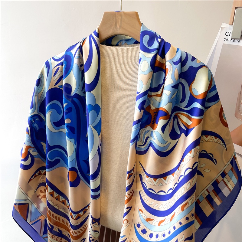 Khăn Quàng Cổ Hình Vuông 110cm Chất Liệu Lụa Satin Phong Cách Cổ Điển Cho Nữ