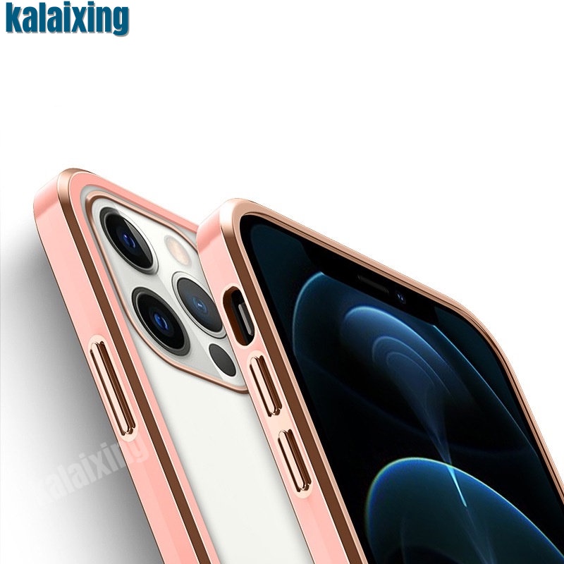 Ốp Điện Thoại Mềm Trong Suốt Viền Thẳng Mạ Điện Cho iPhone 14Plus 14 Pro Max 13 12 Pro Max 11Pro Max