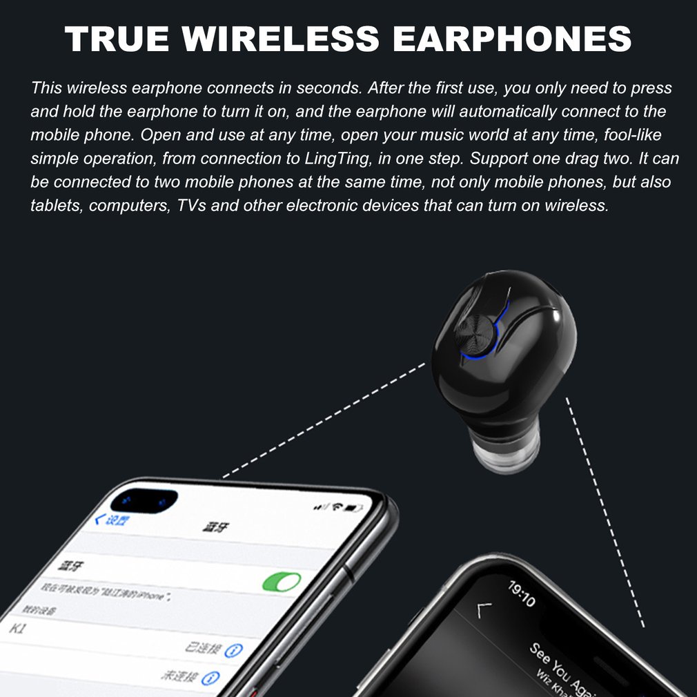 Tai Nghe Bluetooth 5.0 Nhét Tai Có Micro Thiết Kế Thể Thao Và Phụ Kiện