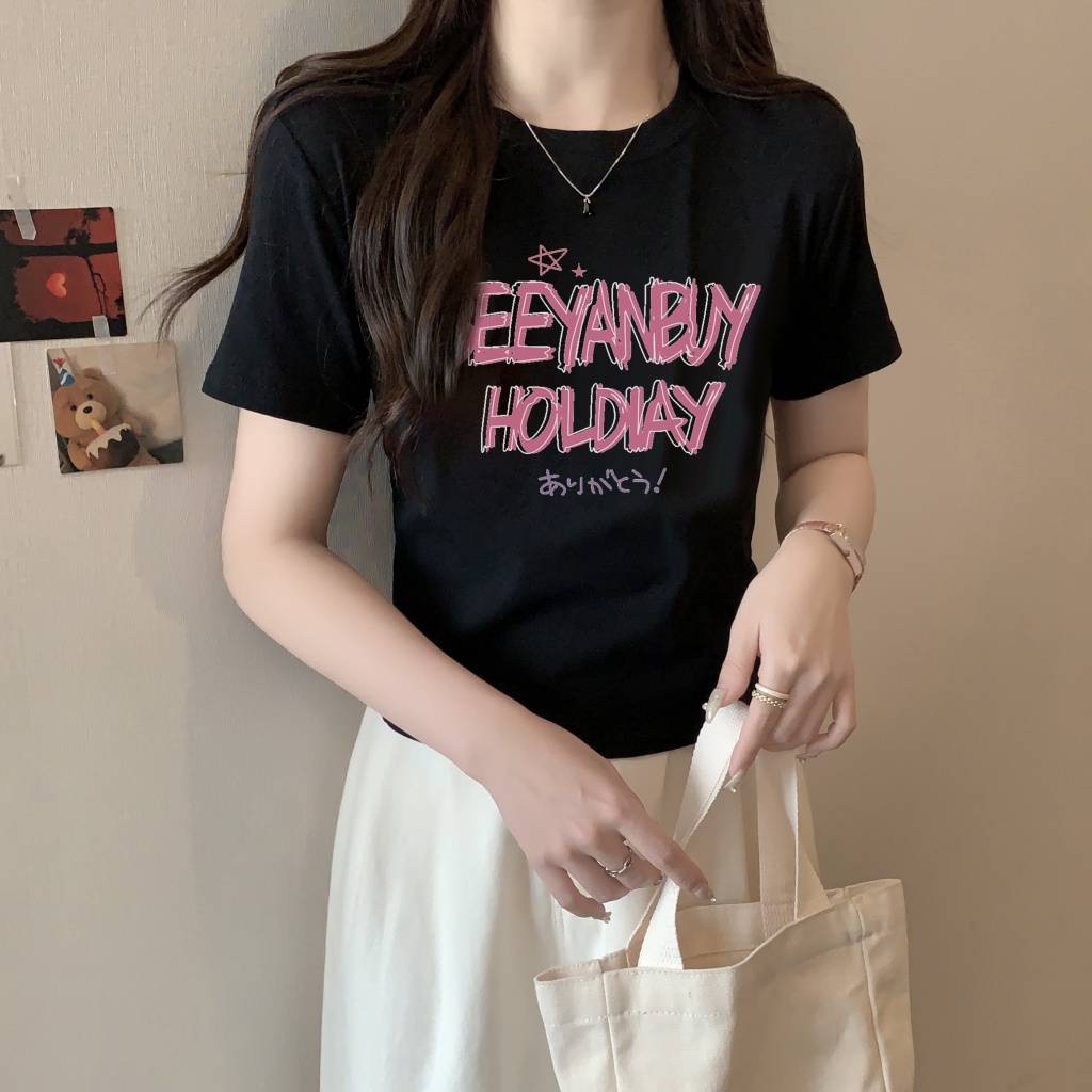 Áo Thun Ngắn Tay Dáng Rộng In Họa Tiết Thời Trang Mùa Hè Hàn Quốc Dành Cho Nữ