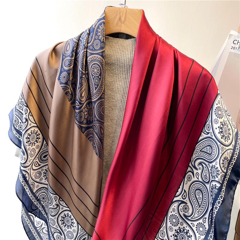 Khăn Choàng Vuông 110cm Bằng Vải Satin Gấm Nhiều Màu Sắc Chống Nắng Đa Dạng Kích Thước Lớn Thời Trang Mùa Hè