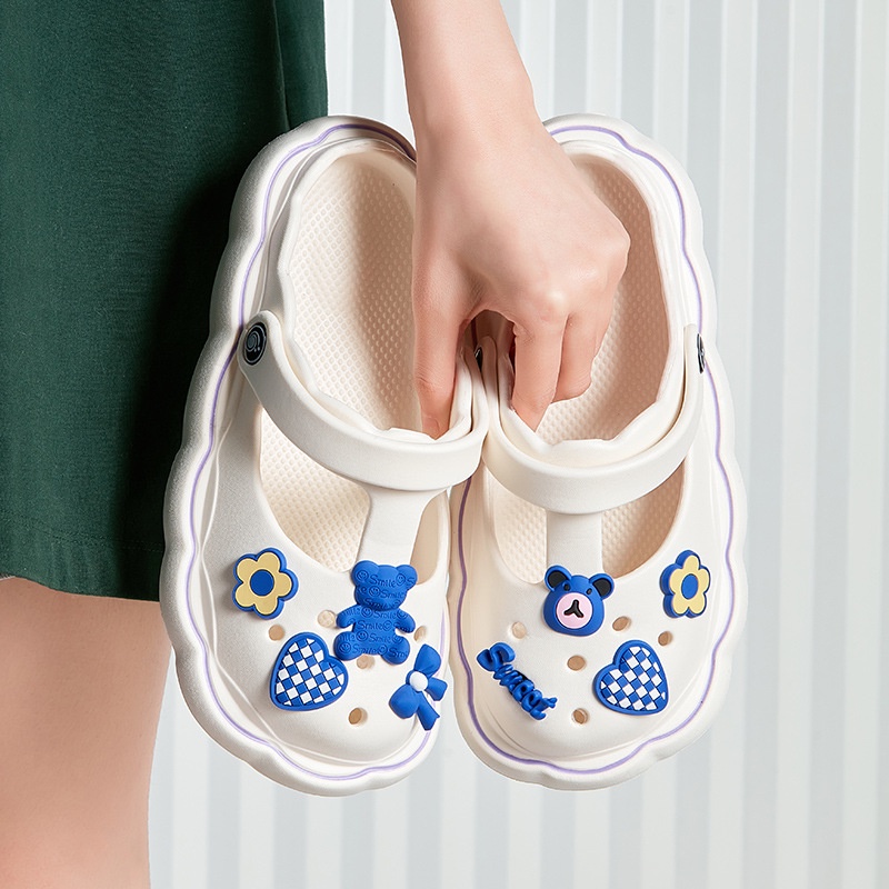 FZ001-C16  - Giày lỗ nữ Gấu hoạt hình mùa hè cô gái dễ thương Bao Đầu đế mềm