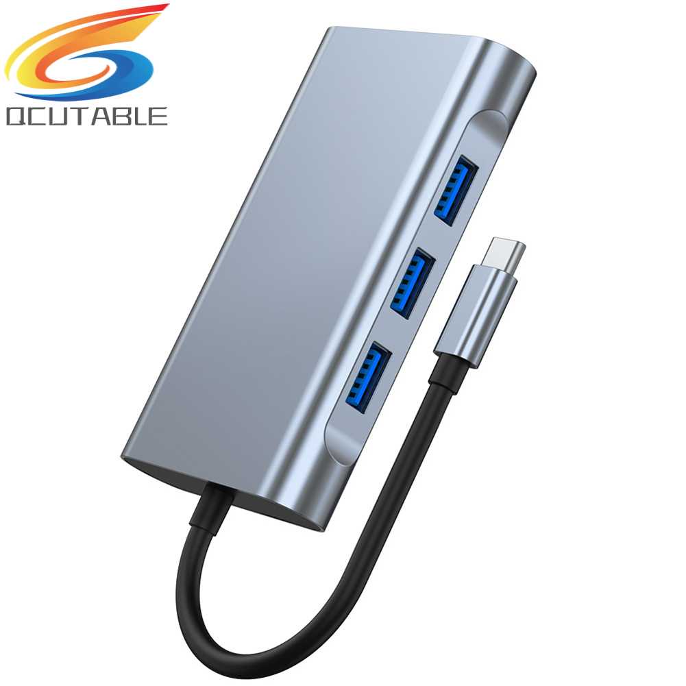 Bộ Chia Cổng Type-C 8 Trong 1 1080P 5GMbps 4K 30hz RJ45 100M 100W PD Chất Lượng Cao