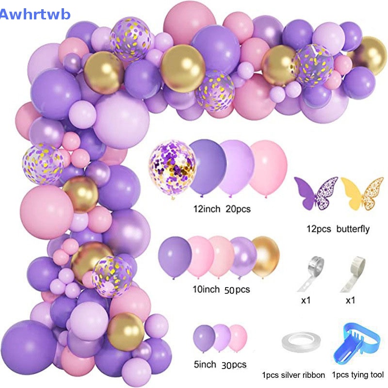 Bộ Bong Bóng Hình Bướm Màu Tím Trang Trí Tiệc Sinh Nhật Cho Bé Mới