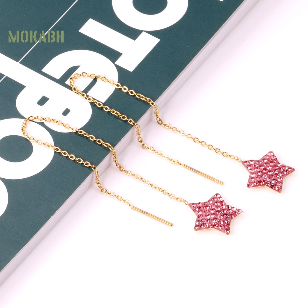 1 Đôi Bông Tai Tua Rua Dáng Dài Hình Ngôi Sao Năm Cánh Phong Cách Âu Mỹ Thời Trang Cao Cấp