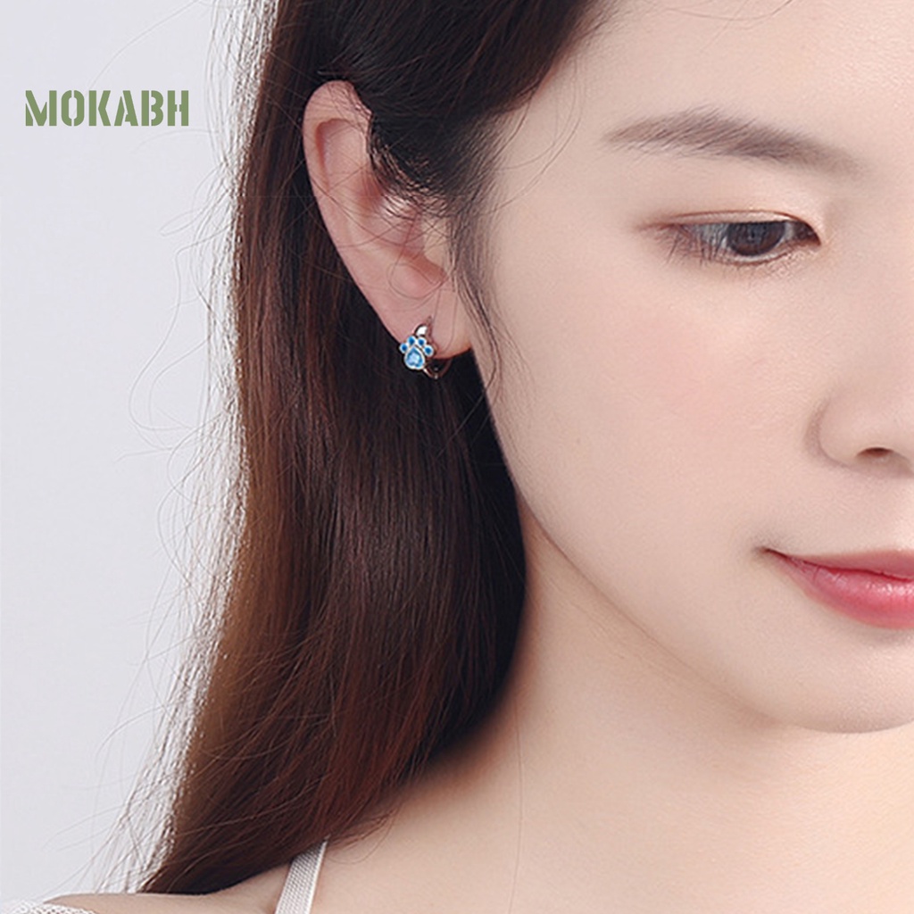 1 Đôi Bông Tai Hình Móng Vuốt Mèo Đính Đá Lấp Lánh Thời Trang