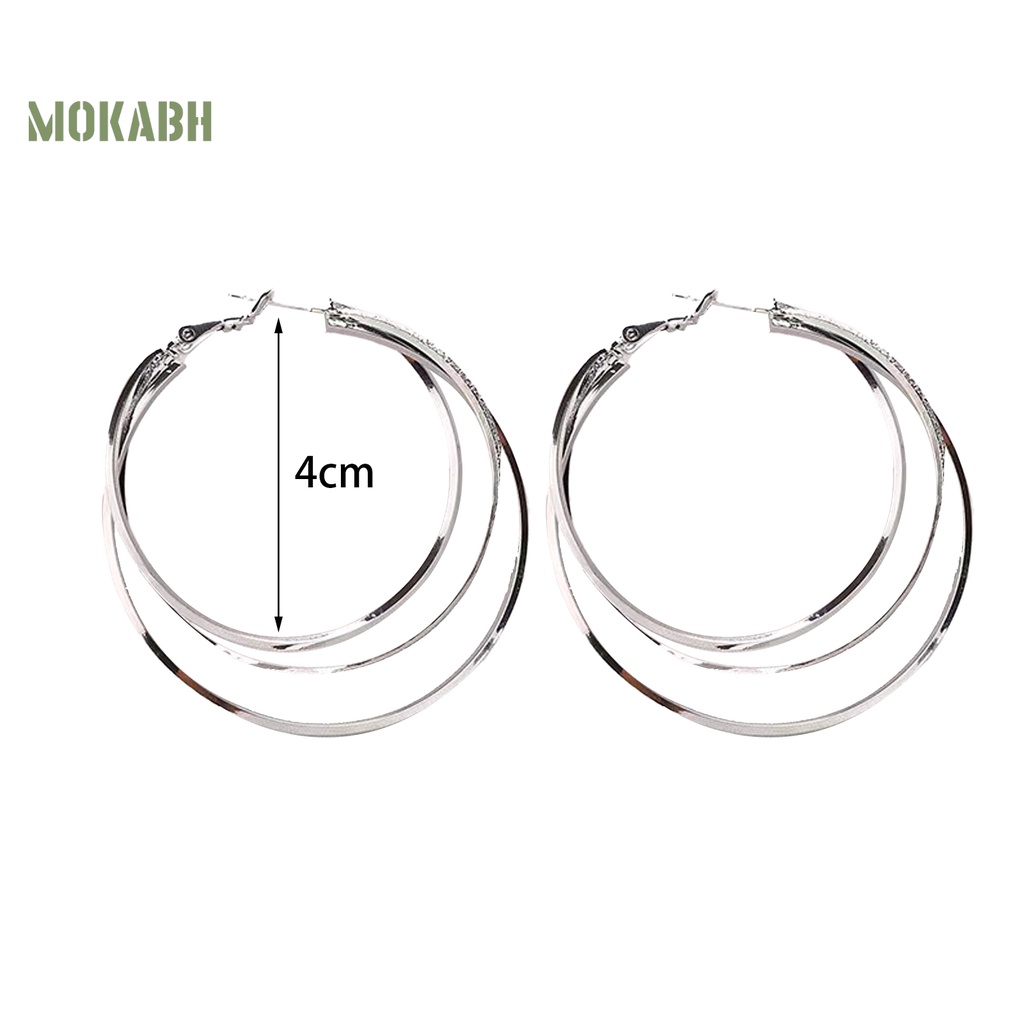 1 Đôi Bông Tai Hình Tròn Cỡ Lớn Nhiều Lớp Lấp Lánh Thời Trang Cho Nữ