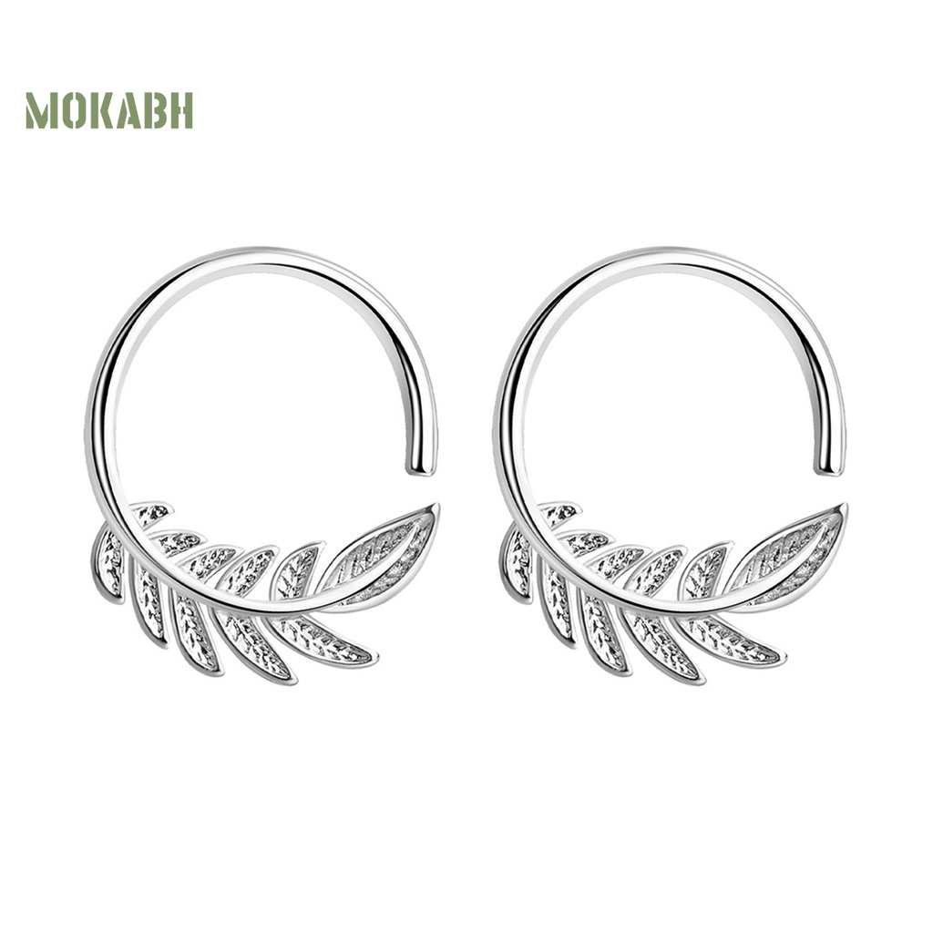 1 Đôi Bông Tai Dạng Vòng Hở Hình Lá Ô Liu Không Gây Dị Ứng Thời Trang Dành Cho Nữ