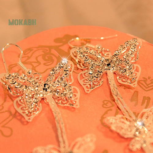 (Hot) Bông Tai HìNh BướM ĐíNh Đá Tua Rua Xinh XắN