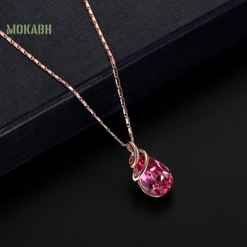 1 Bộ Vòng cổ + Bông Tai Đính Đá Hình Giọt Nước Kiểu Dáng Sang Trọng