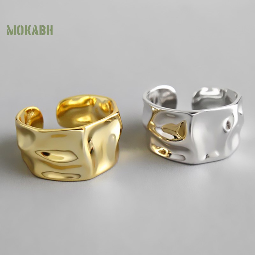 Nhẫn Hở Gợn Sóng Màu Trơn Tùy Chỉnh Thời Trang Cho Nữ
