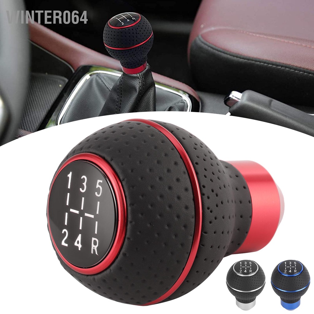 Winter064 Núm chuyển số 5 tốc độ Dính bằng hợp kim nhôm và da Hướng dẫn sử dụng ô tô Phụ kiện