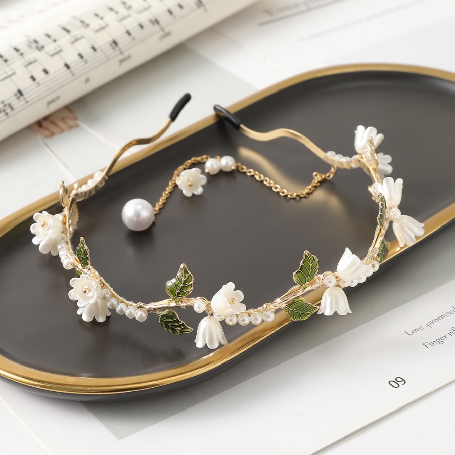 Băng Đô Cài Tóc Đính Hạt Ngọc Trai Và Nơ Bằng Hợp Kim Phong Cách Hàn Quốc Cho Nữ