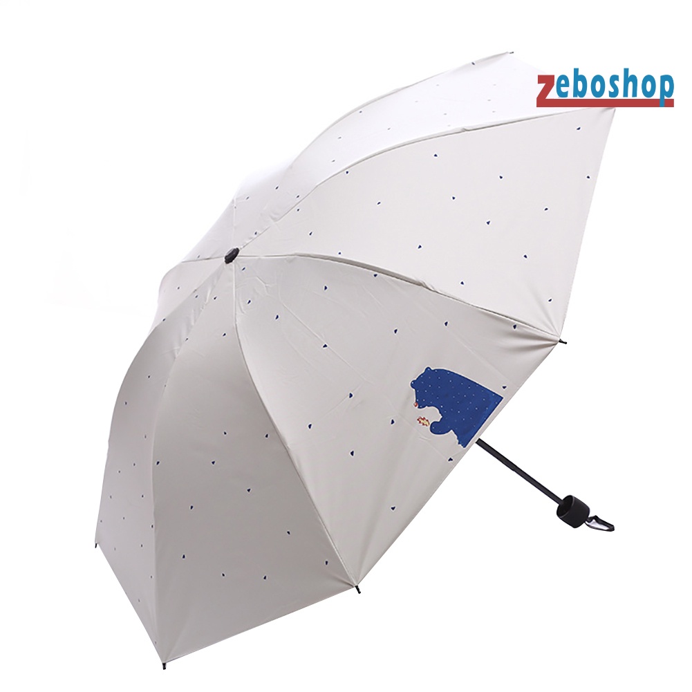 Dù Gấp 3 Khúc Chống Tia UV Họa Tiết Gấu Hoạt Hình Dễ Thương