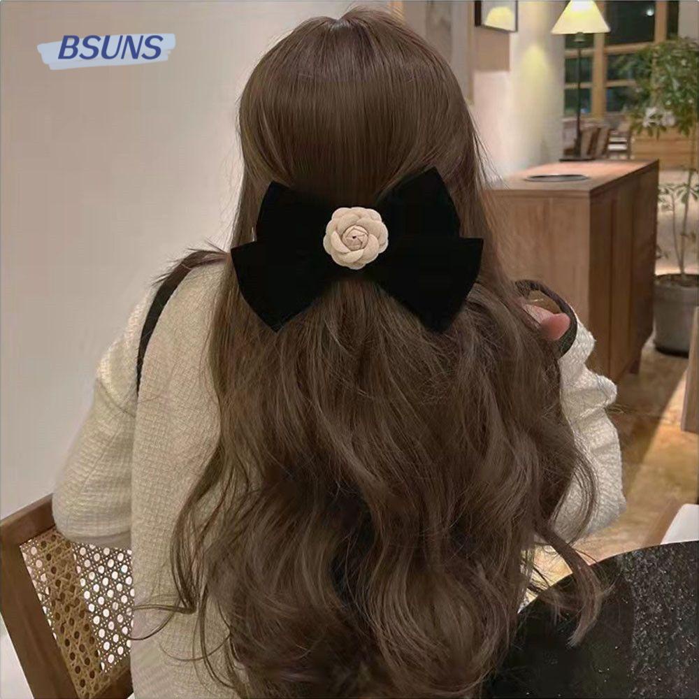Kẹp Tóc Nơ Bằng Nhung Màu Đen Dành Cho Nữ