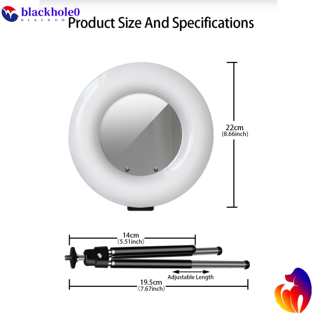 Vòng Đèn LED Tròn 9 Inch 4 Trong 1 Dùng Trang Điểm Để Bàn