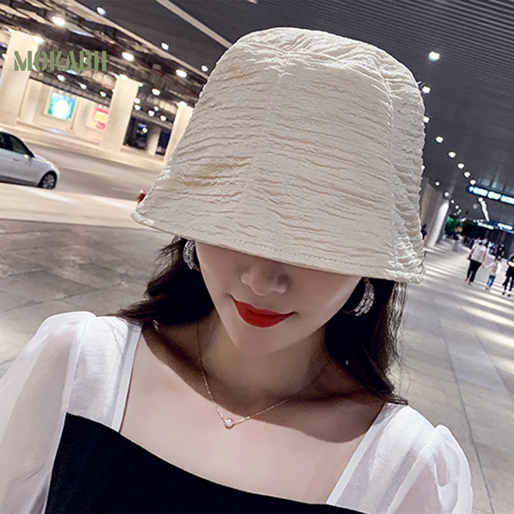 Nón Tai Bèo Vành Ngắn Xếp Ly Màu Trơn Thời Trang Mùa Hè Cho Nữ