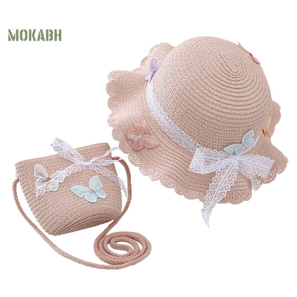 Mũ Cói Chống Nắng Thoáng Khí Trang Trí Nơ Xinh Xắn Cho Bé Gái