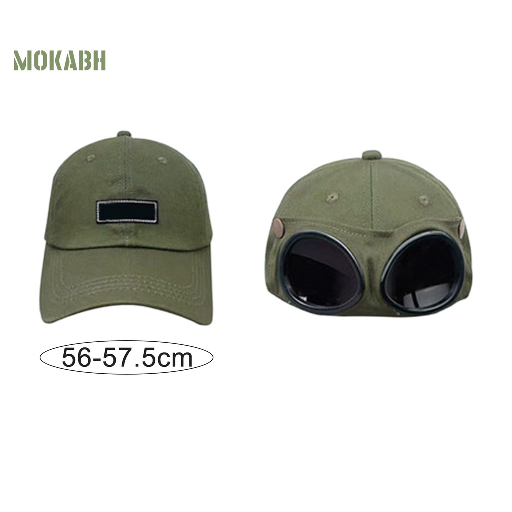 [Mok Abh] Mũ Bóng Chày Màu Trơn Có Thể Tháo Rời Và Tròng Kính Phi Công Ngoài Trời Cho Nam Và Nữ