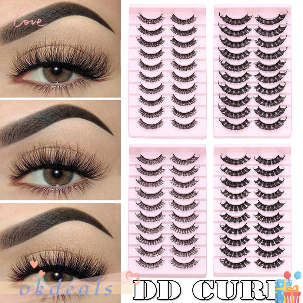 Bộ 10 Cặp Lông Mi Giả Cong Dày Tự Nhiên Tái Sử Dụng Được OKDEALS