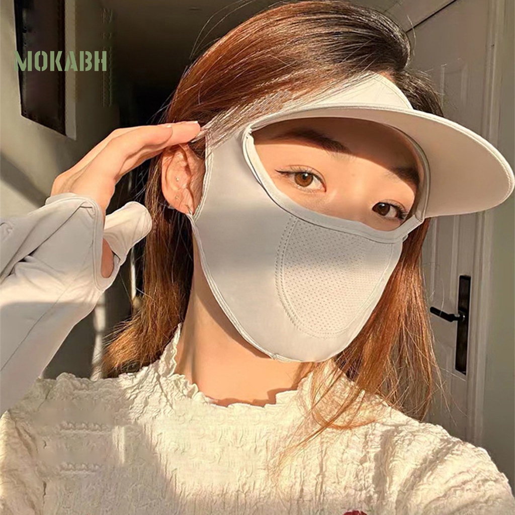 [Mok Abh] Mũ Đi Xe Đạp Có Lỗ Thoáng Khí Với Vành Bịt Tai Che Mắt Và Mặt Bằng Lụa Lạnh Bảo Vệ Mặt Dùng Ngoà