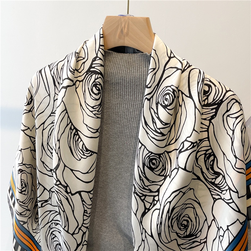 Khăn Choàng Lụa Satin Vuông Cỡ Lớn 110cm Chống Nắng Dễ Phối Đồ Thời Trang Mùa Hè Cho Nữ Sự Bảo Vệ