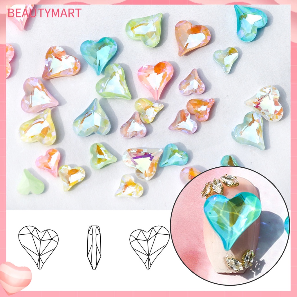 Bộ 10 Hạt Đá Hình Trái Tim Trang Trí Móng Tay DIY