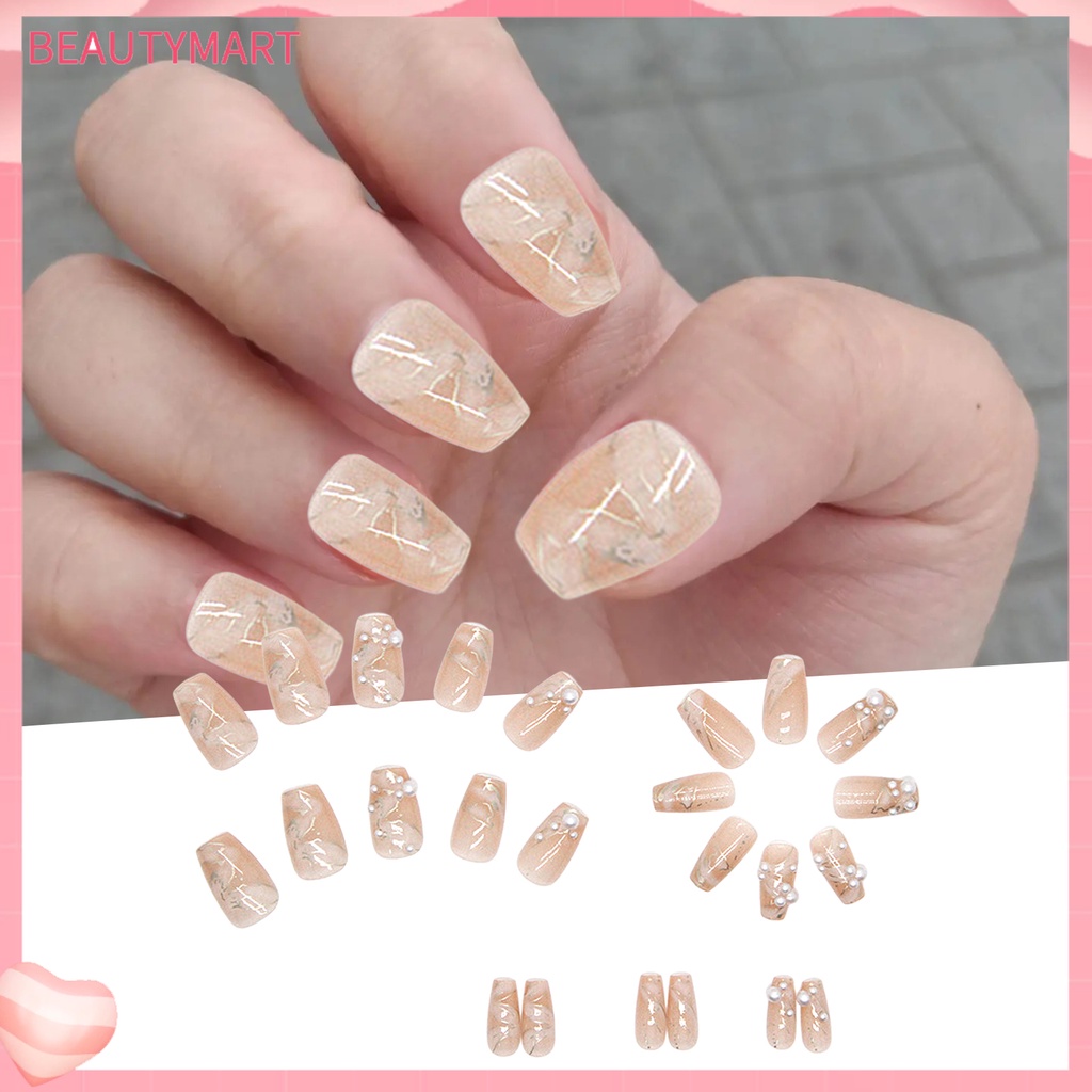 Bộ 24 Móng Tay Giả Trong Suốt Dạng Nhấn Độ Bóng Cao DIY