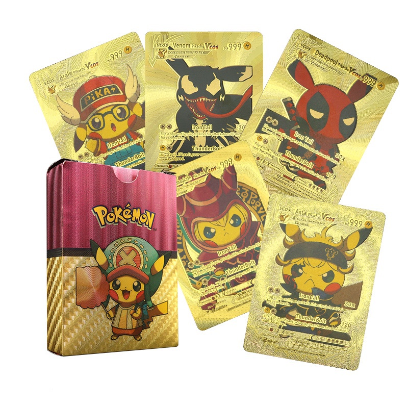 Bộ 55 Thẻ Bài Pokemon, Kim Mạ Vàng Cầu Vồng, Pikachu Người Nhện Luffy Thẻ cao cấp Trò Chơi, món quà sinh nhật của trẻ em