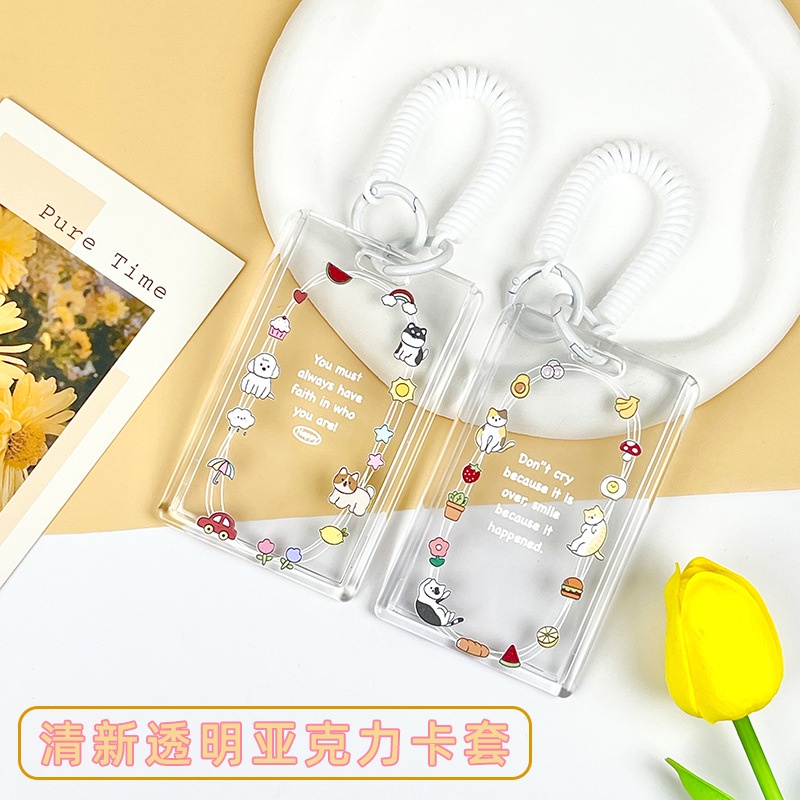 Giá Đỡ Thẻ ID / Thẻ ID Bằng Acrylic Trong Suốt Dày Dặn Họa Tiết Hoạt Hình Dễ Thương Có Thể Thu Gọn Tiện Dụng Cho Học Sinh