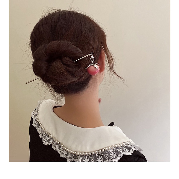 Kẹp Tóc Ba Chiều Hình Quả Đào Phong Cách Retro Ngọt Ngào Cao Cấp